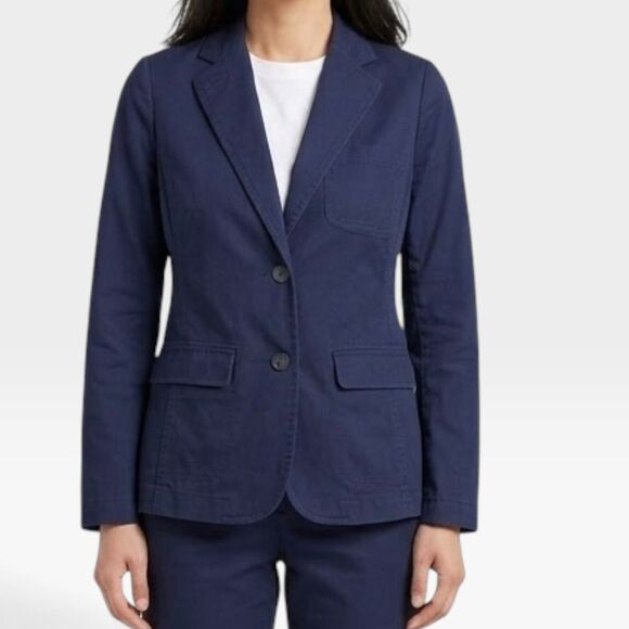 Talbots Jackets & Blazers - Talbots Blazer Jacket Sz 2 Navy Blue Two Button Flap Pocket Office Siren Work